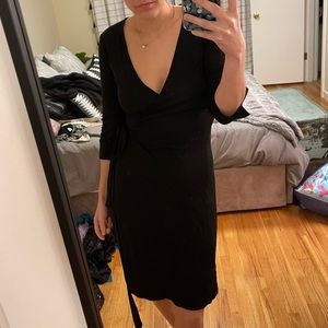 Black Diane Von Furstenburg Midi Wrap Dress